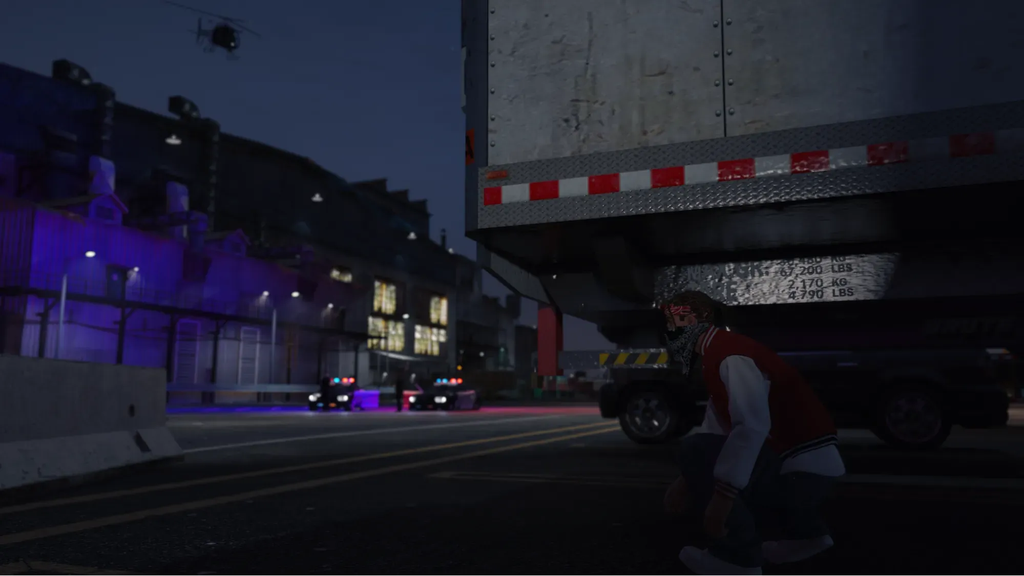 The player crouching in cover